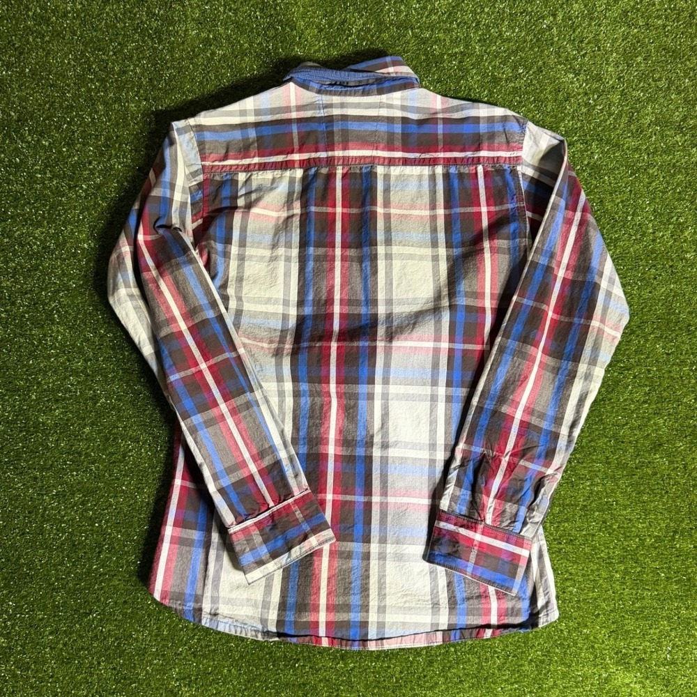 Tommy Hilfiger Mens Plaid Button Down Shirt Red Blue White Roll Tab Sleeve Small - Picture 8 of 8